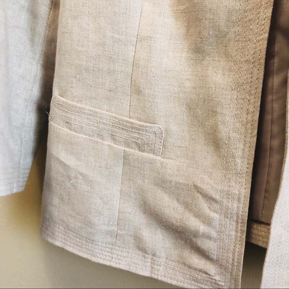 Talbots 100% Linen Open Jacket Blazer Size 4p - image 7